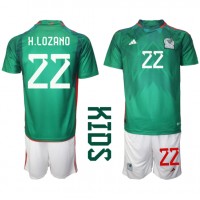 Mexico Hirving Lozano #22 Hjemme Trøje Børn VM 2022 Kortærmet (+ Korte bukser)